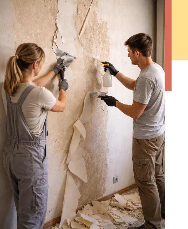 Снятие старых обоев в Климовске от 5317 руб. под ключ недорого | ОТДЕЛОЧНИК-Клс