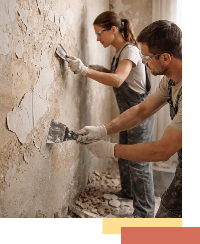 Снятие старой шпаклевки и подготовка поверхностей в Климовске