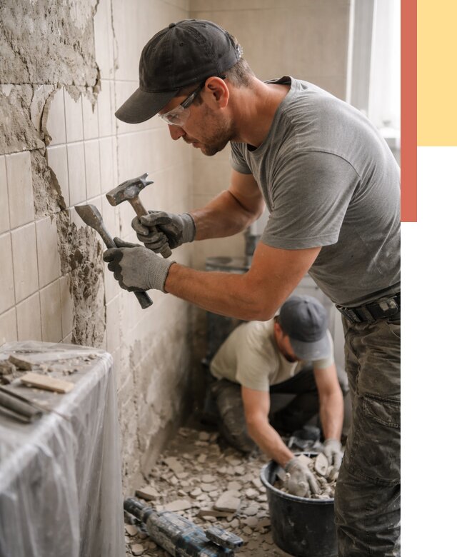 Демонтаж плитки со стен в Климовске от 861 руб. — быстро и недорого | ОТДЕЛОЧНИК-Клс