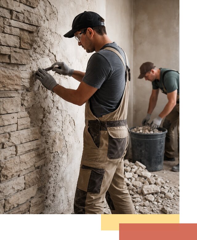 Демонтаж декоративного камня в Климовске профессионально и безопасно