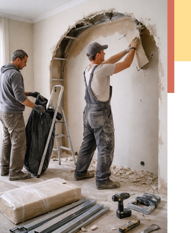 Демонтаж арки из гипсокартона в Климовске от 3545 руб. — услуги под ключ | ОТДЕЛОЧНИК-Клс