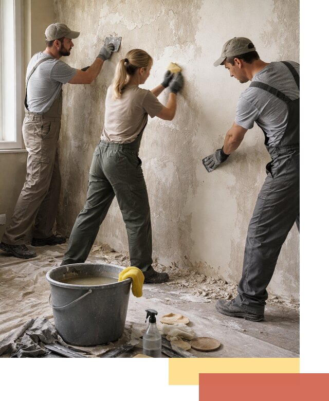 Очистка стен от клея и грунтовки в Климовске качественно и быстро