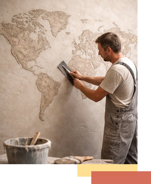 Декоративная штукатурка «Карта мира» под ключ в Климовске