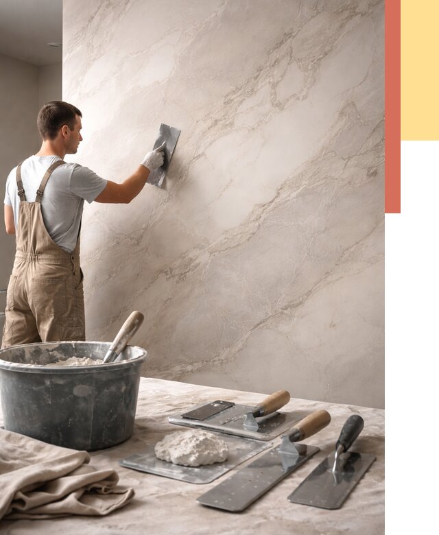 Декоративная штукатурка под мрамор в Климовске от 2836 руб./м² — быстро и недорого | ОТДЕЛОЧНИК-Клс