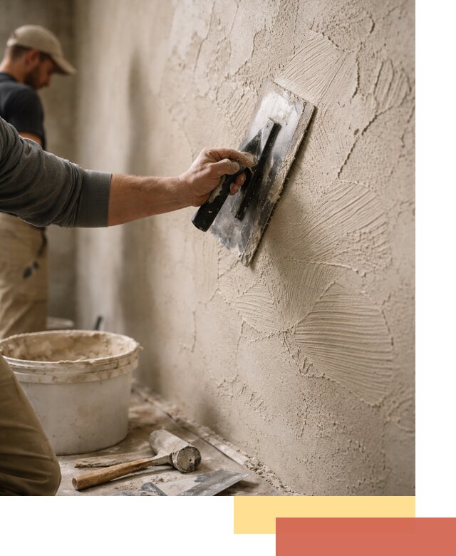 Фактурная штукатурка стен в Климовске — монтаж, отделка, реставрация