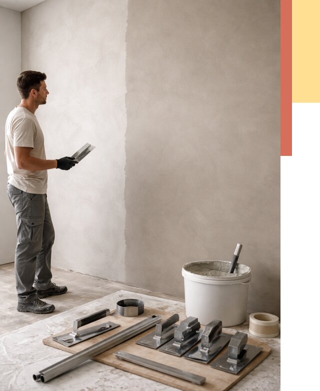 Нанесение микроцемента на стены в Климовске от 3241 руб./м2 под ключ | ОТДЕЛОЧНИК-Клс