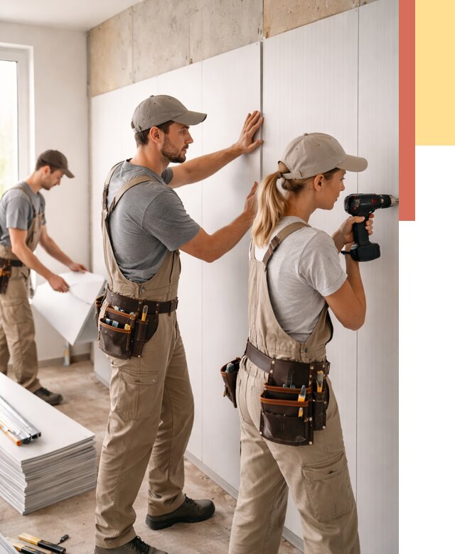 Монтаж ПВХ панелей на стены в Климовске от 456 руб/м2 — быстро и недорого | ОТДЕЛОЧНИК-Клс