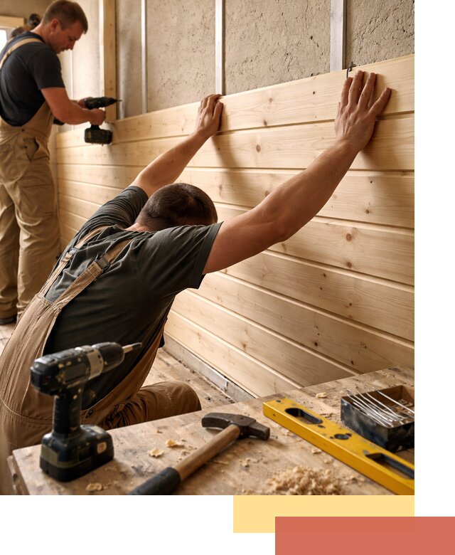 Монтаж деревянной вагонки на стены в Климовске быстро и качественно