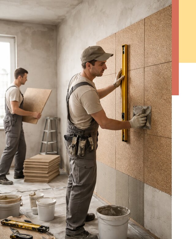 Монтаж пробковых панелей на стены в Климовске от 3545 руб. — ОТДЕЛОЧНИК-Клс