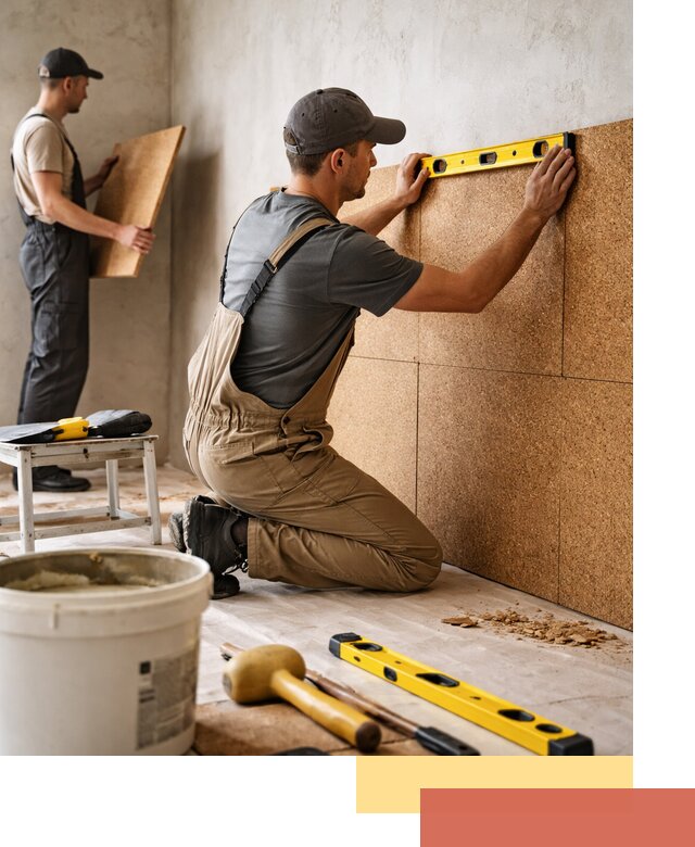 Монтаж пробковых панелей на стены в Климовске быстро и качественно