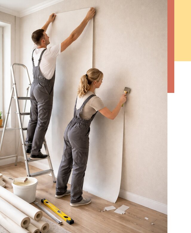 Поклейка флизелиновых обоев в Климовске от 6077 руб. | Быстро и недорого — ОТДЕЛОЧНИК-Клс