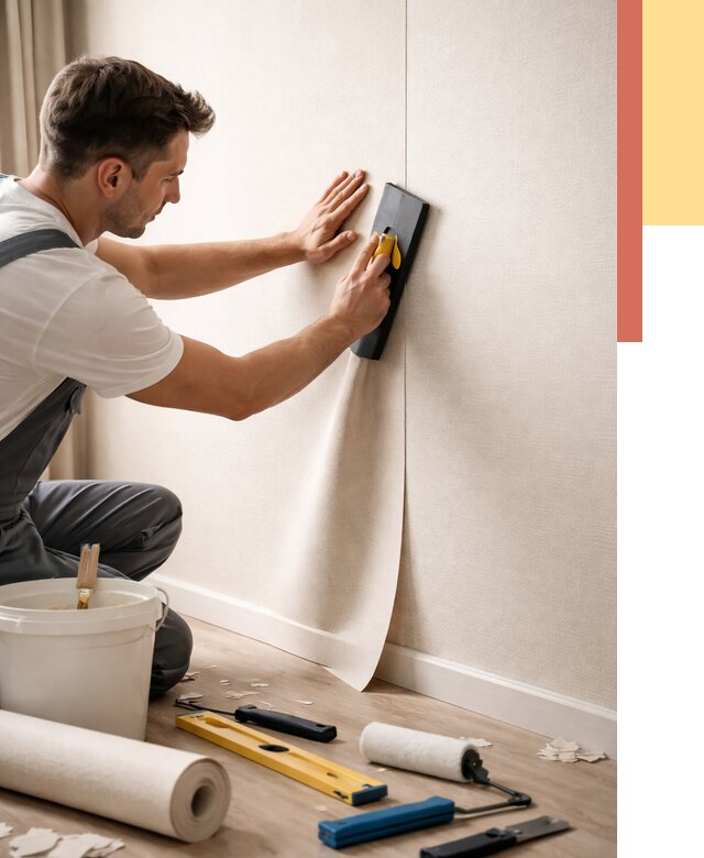 Поклейка виниловых обоев в Климовске от 4558 руб. | Быстро и недорого — ОТДЕЛОЧНИК-Клс