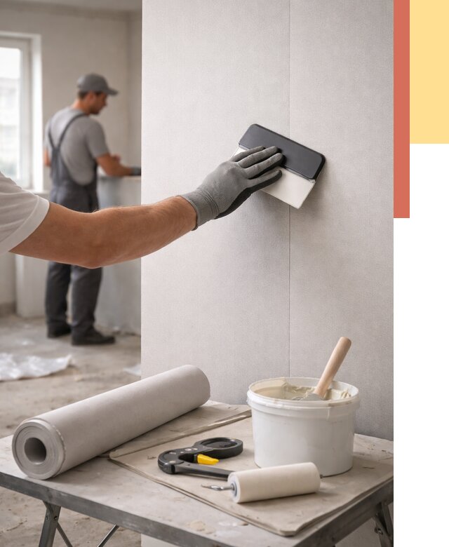 Поклейка обоев под покраску в Климовске от 3545 руб. за м2 | ОТДЕЛОЧНИК-Клс