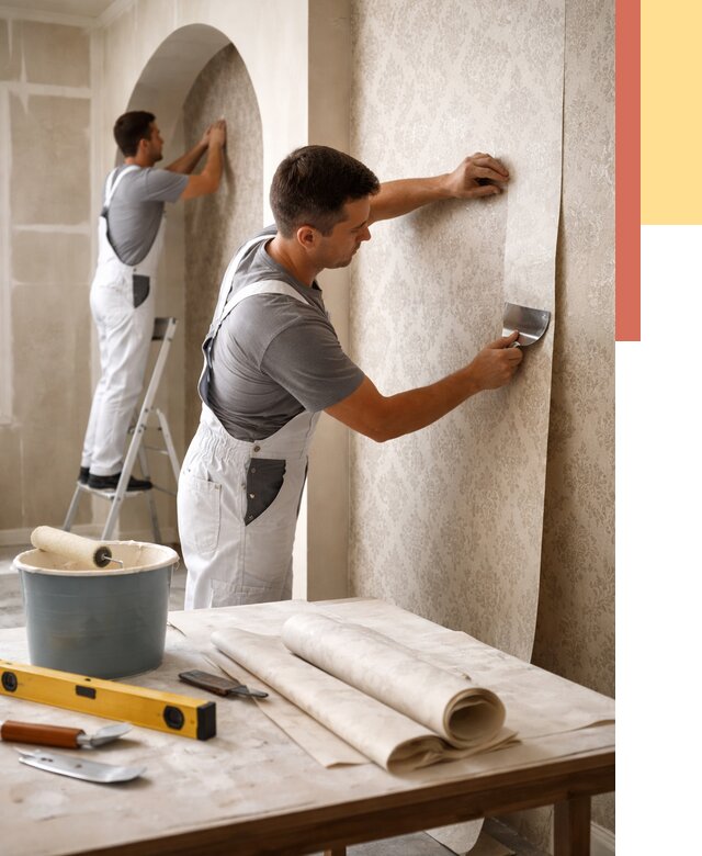 Поклейка обоев на сложные стены в Климовске от 2836 руб. под ключ | ОТДЕЛОЧНИК-Клс