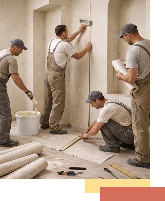 Поклейка обоев на сложные стены и неровные поверхности в Климовске