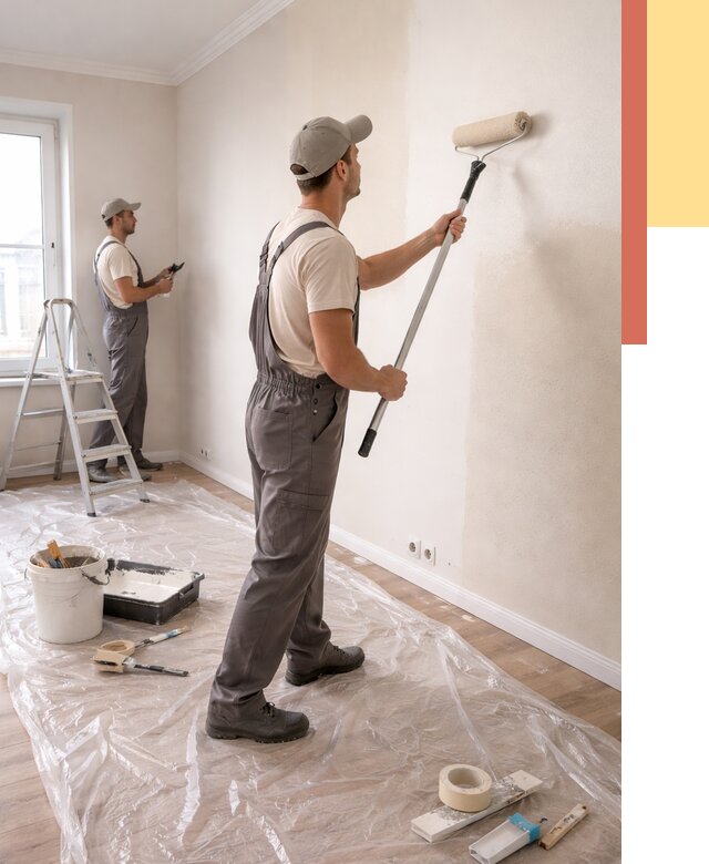 Покраска стен акриловой краской в Климовске от 3545 руб./м² — быстро и недорого | ОТДЕЛОЧНИК-Клс