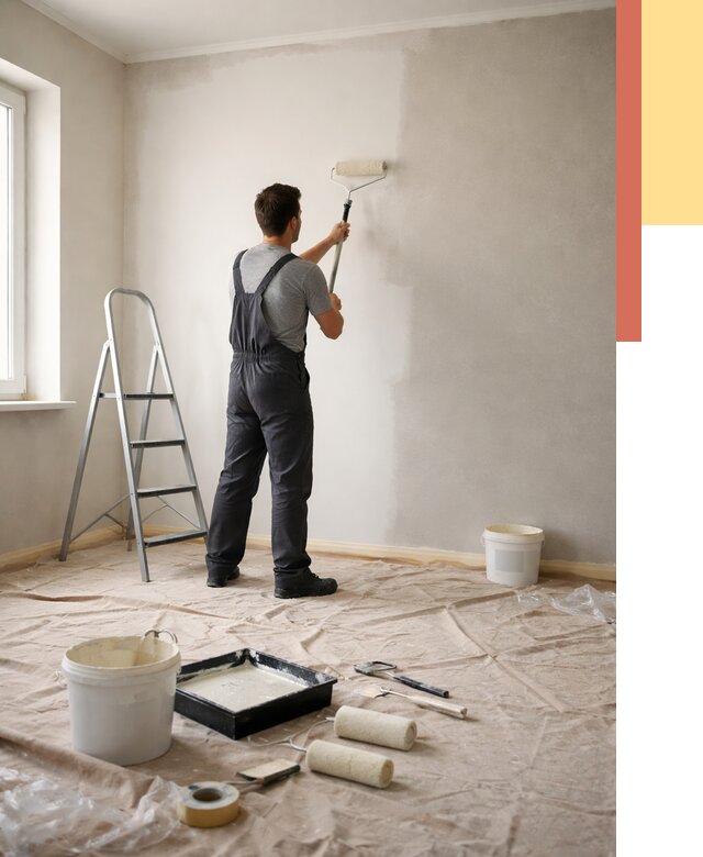 Покраска стен моющейся краской в Климовске от 354 руб./м² — быстро и недорого | ОТДЕЛОЧНИК-Клс