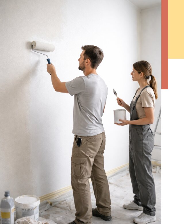 Окраска стен по стеклохолсту в Климовске от 4558 руб/м² под ключ | ОТДЕЛОЧНИК-Клс