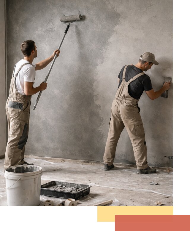 Покраска стен под бетон в Климовске профессионально и недорого