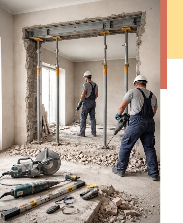 Прорезка проема в стене в Климовске от 4558 руб. — быстро и недорого | ОТДЕЛОЧНИК-Клс