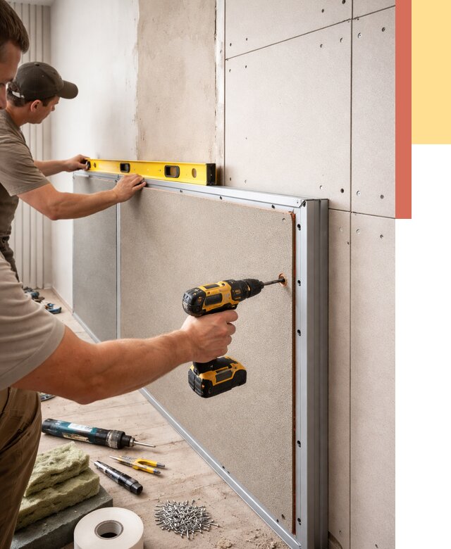 Шумоизоляция стен панелями ЗИПС в Климовске от 2228 руб./м² под ключ | ОТДЕЛОЧНИК-Клс