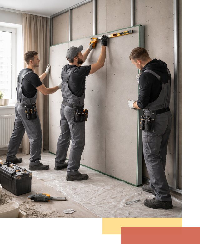 Шумоизоляция стен панелями ЗИПС в Климовске для жилых и коммерческих помещений