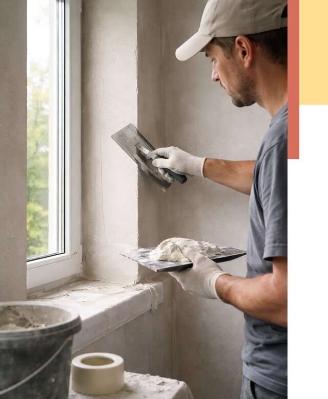 Штукатурка откосов в Климовске от 4558 руб/м² — услуги и выравнивание под ключ | ОТДЕЛОЧНИК-Клс