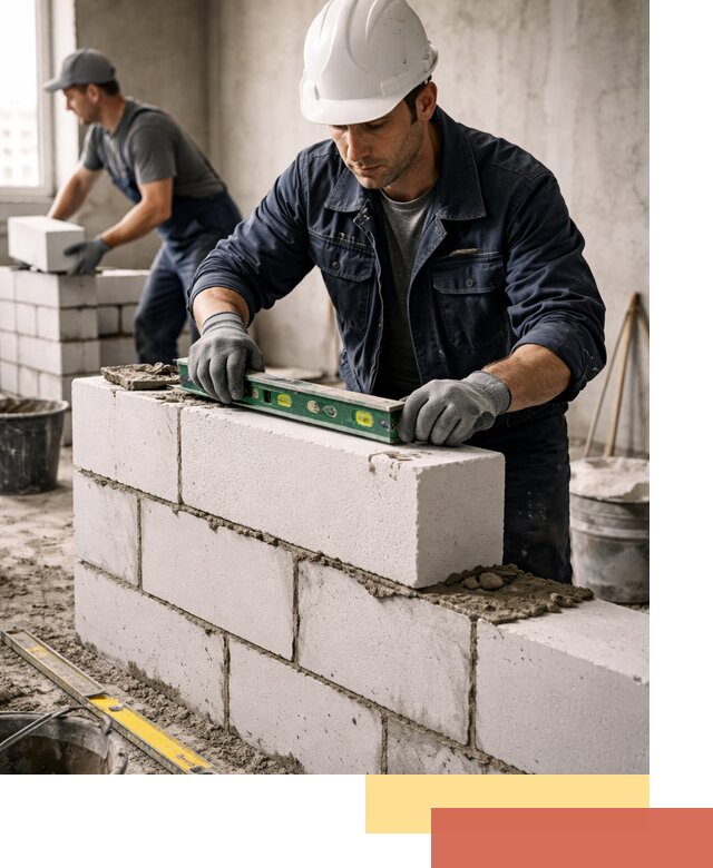 Кладка перегородок из пеноблока под ключ в Климовске