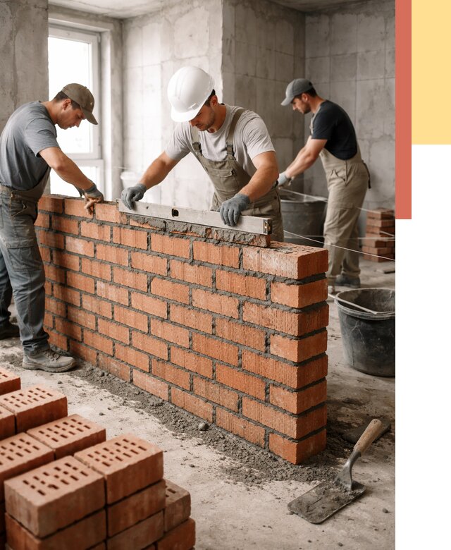 Кладка перегородок из кирпича в Климовске от 3545 руб. за м² | ОТДЕЛОЧНИК-Клс