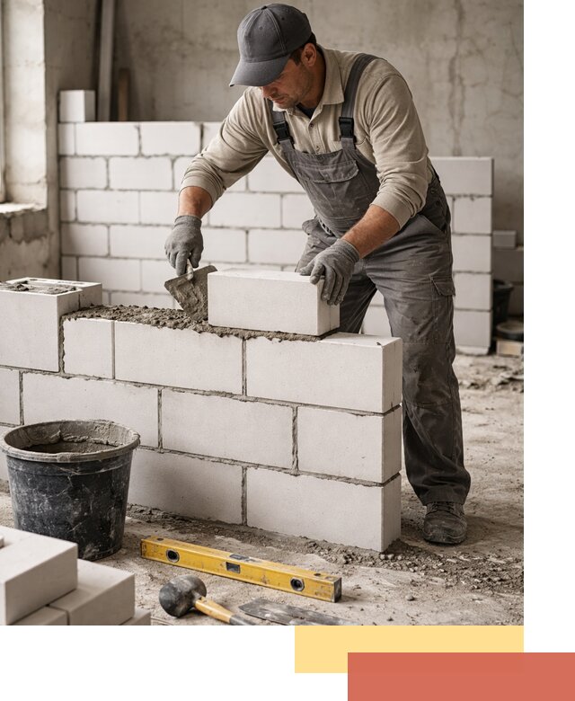 Кладка перегородок из силикатного блока в Климовске