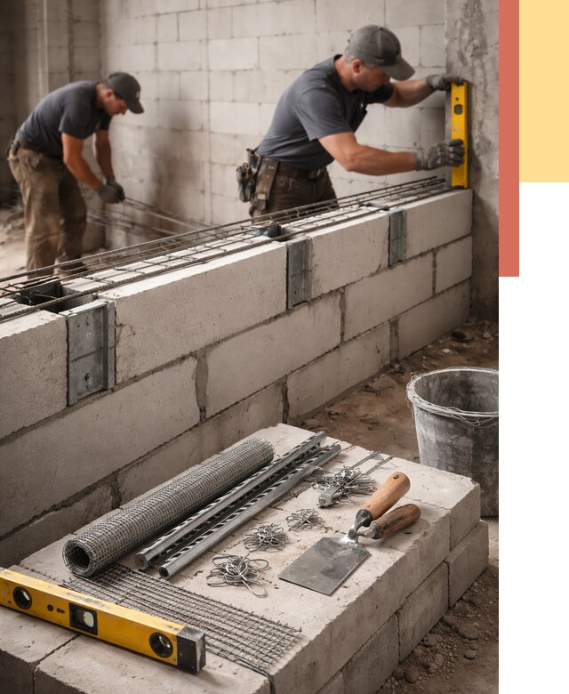 Армирование кладки перегородок в Климовске от 760 руб. под ключ | ОТДЕЛОЧНИК-Клс
