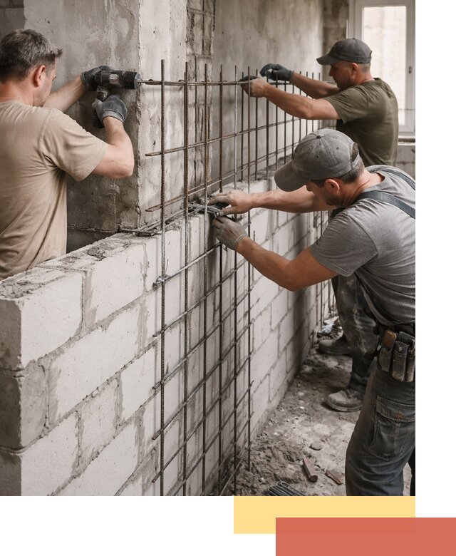 Армирование кладки перегородок в Климовске профессионально и надёжно