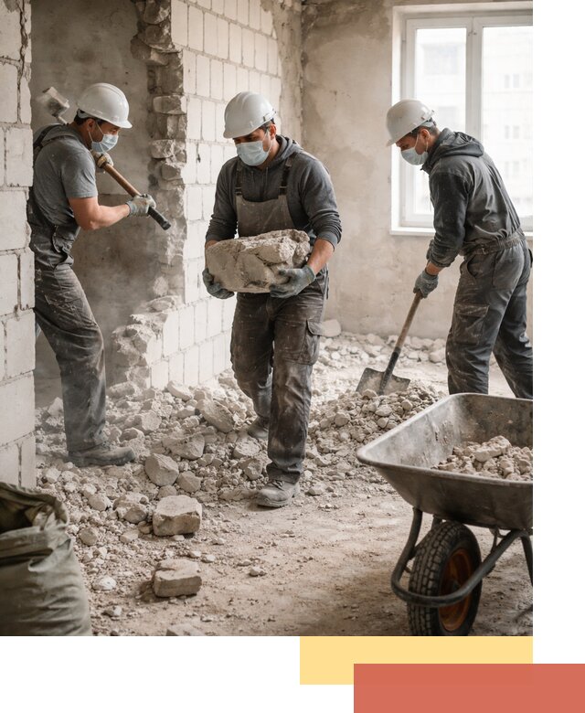 Демонтаж блочных перегородок в Климовске быстро и аккуратно