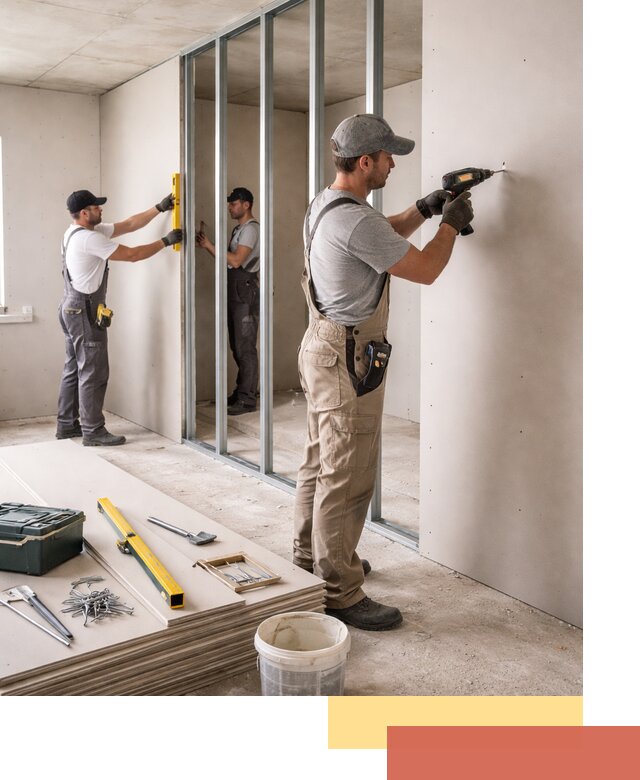 Однослойная перегородка из гипсокартона в Климовске под ключ, монтаж и отделка