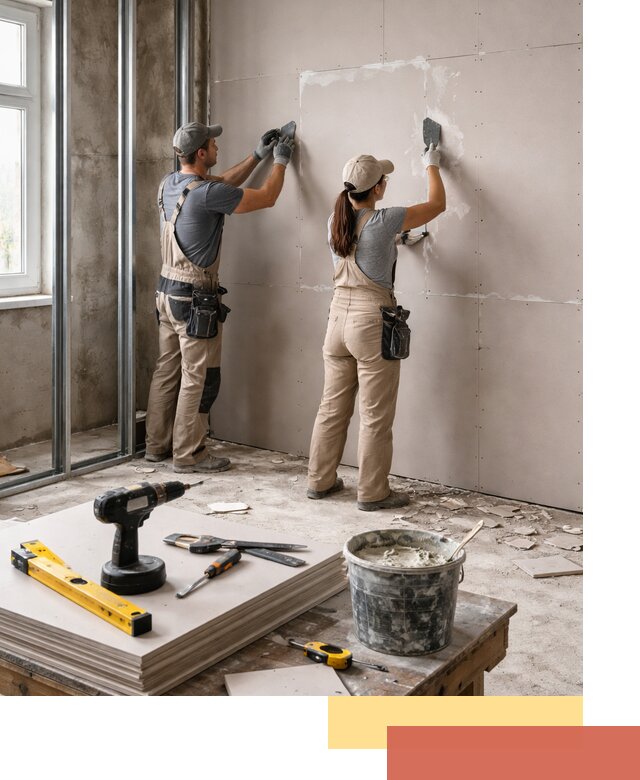 Монтаж двухслойной перегородки из гипсокартона в Климовске