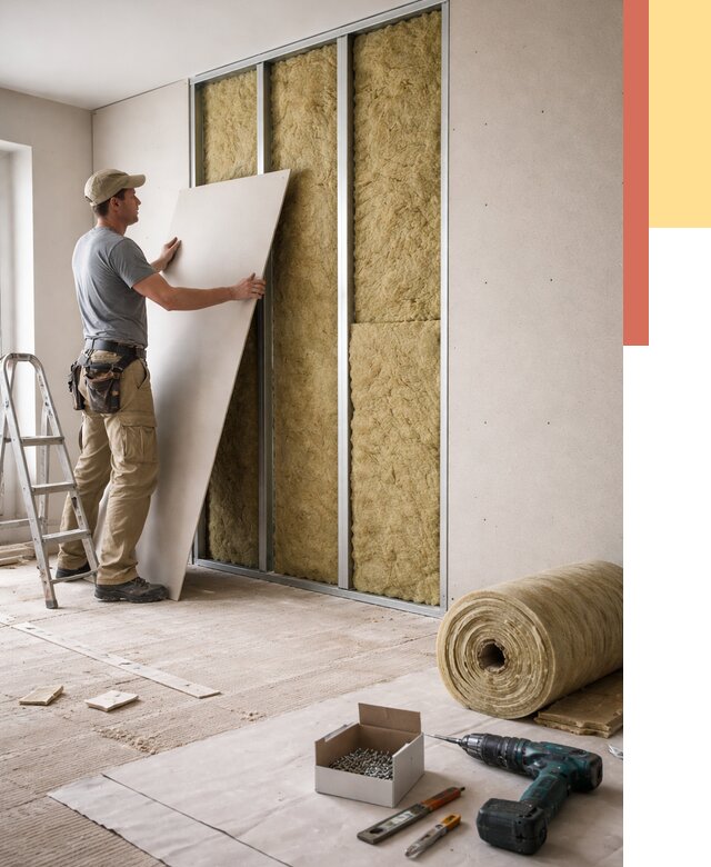 Перегородка из гипсокартона с шумоизоляцией в Климовске от 3160 руб. | ОТДЕЛОЧНИК-Клс