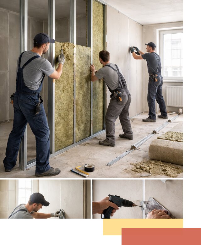 Перегородка из гипсокартона с шумоизоляцией в Климовске — монтаж под ключ