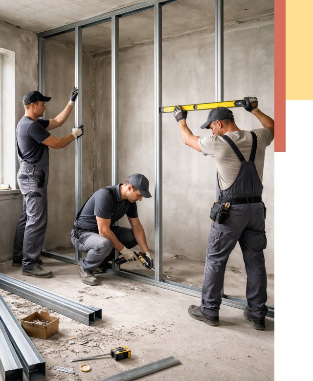 Монтаж каркаса перегородки из профиля в Климовске от 760 руб. | ОТДЕЛОЧНИК-Клс