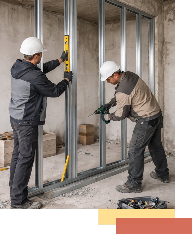 Монтаж каркаса перегородки из профиля в Климовске