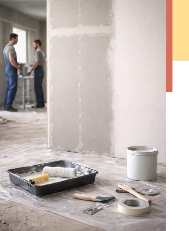 Покраска перегородок из гипсокартона в Климовске от 4558 руб. под ключ | ОТДЕЛОЧНИК-Клс