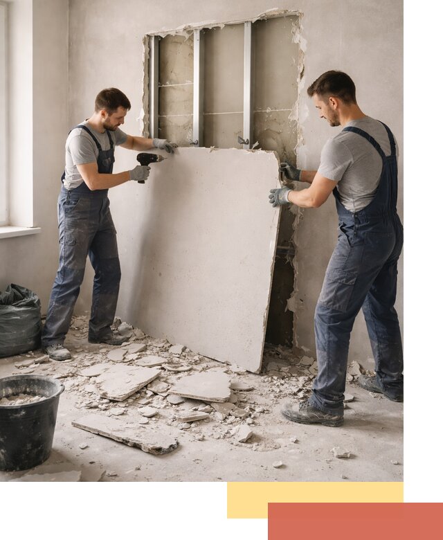 Демонтаж перегородки из гипсокартона в Климовске быстрый и аккуратный