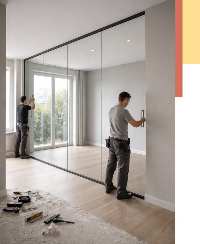 Изготовление стеклянных перегородок в Климовске от 12508 руб. под ключ | ОТДЕЛОЧНИК-Клс