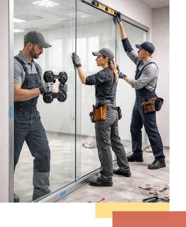 Профессиональный монтаж стеклянных перегородок в Климовске