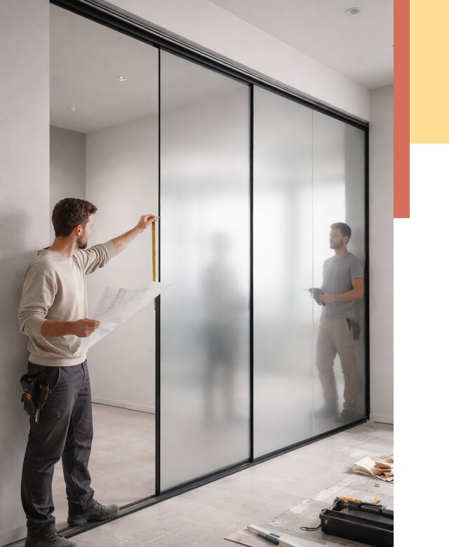 Матовые стеклянные перегородки в Климовске от 8609 руб. — монтаж и установка | ОТДЕЛОЧНИК-Клс