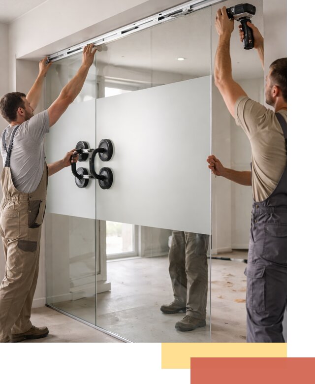 Матовые стеклянные перегородки под ключ в Климовске