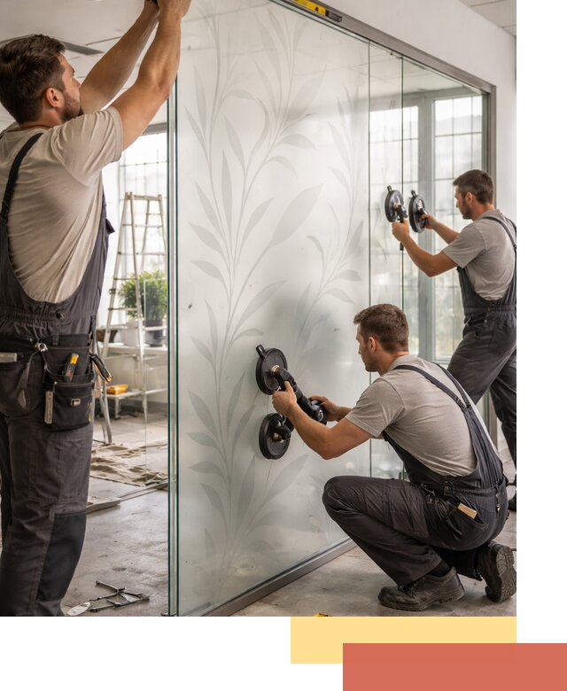 Стеклянные перегородки с рисунком на заказ в Климовске