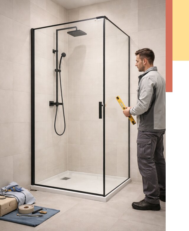 Стеклянные перегородки для душа в Климовске от 12660 руб. | Монтаж под ключ — ОТДЕЛОЧНИК-Клс