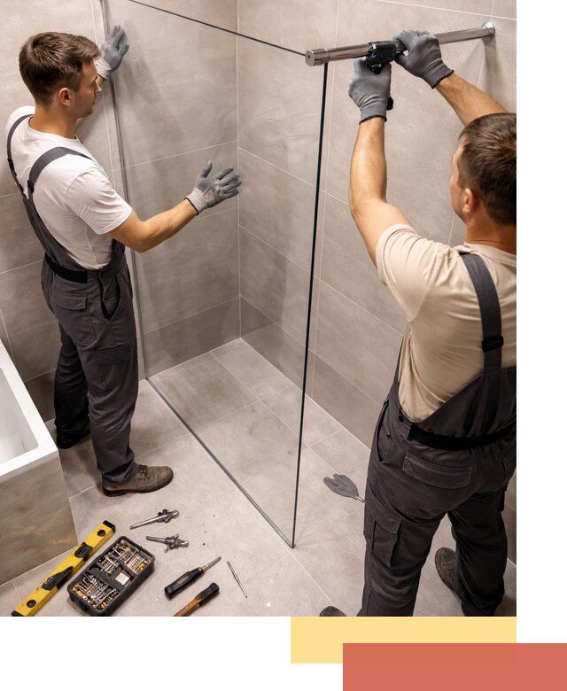 Стеклянные перегородки для душа в Климовске — изготовление и монтаж