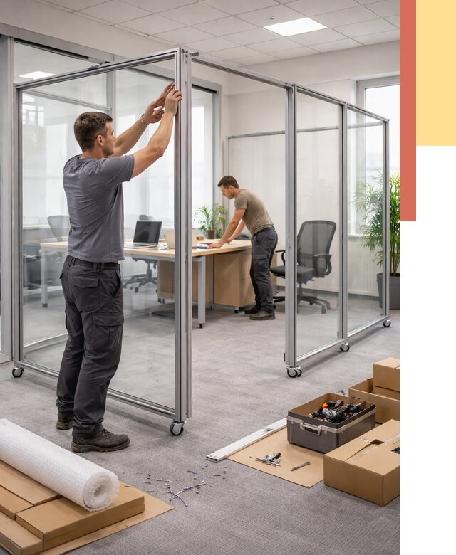 Мобильные офисные перегородки в Климовске от 12660 руб. — установка под ключ | ОТДЕЛОЧНИК-Клс