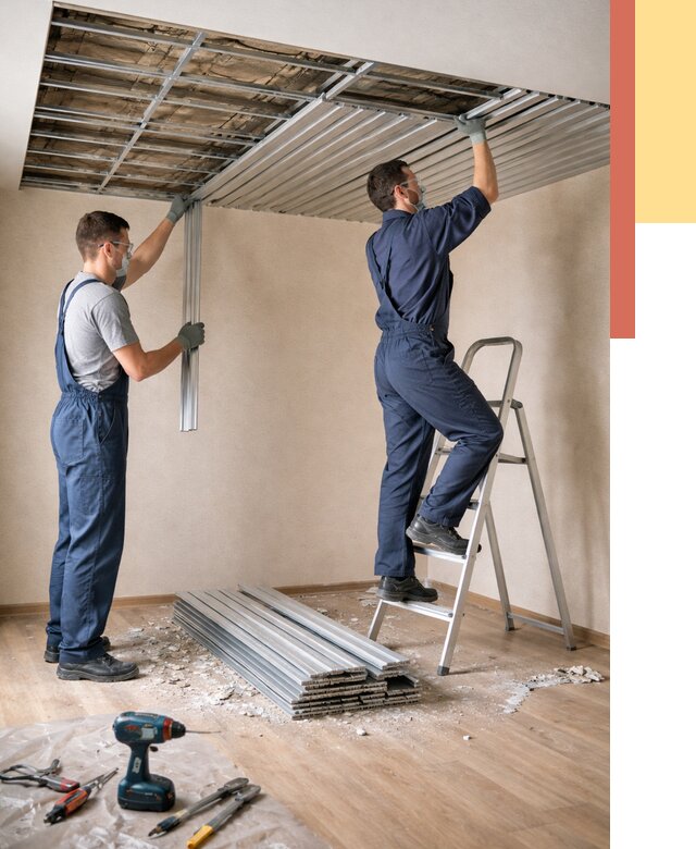 Демонтаж реечного потолка в Климовске от 4558 руб. быстро и недорого | ОТДЕЛОЧНИК-Клс